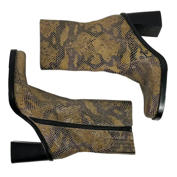 BASS AIME Leather Snakeskin Pattern Side 3" Heel Boots Zip US Size 6.5M - Picture 6 of 12